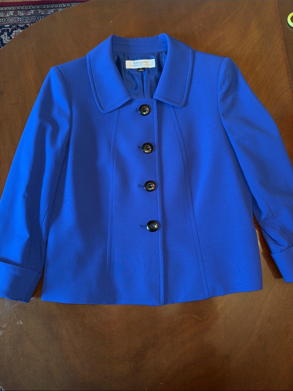 Tahari Women’s Cobalt Blue Button-Front Jacket